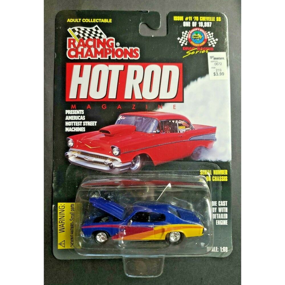 1997 Racing Champions Hot Rod Mag #11 '70 Chevelle SS Blue 1:60 HW1